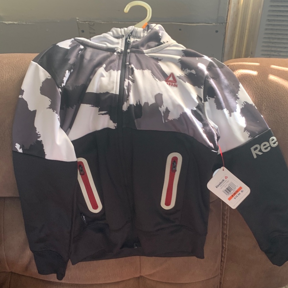 Reebok Black, White & Red Athletic Zip Hoodie